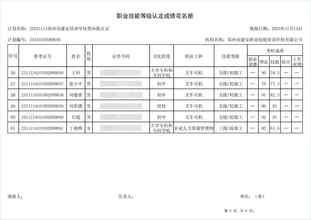建安职业技能培训学校-2025年第56批职业技能等级认定考试成绩公示(图6)