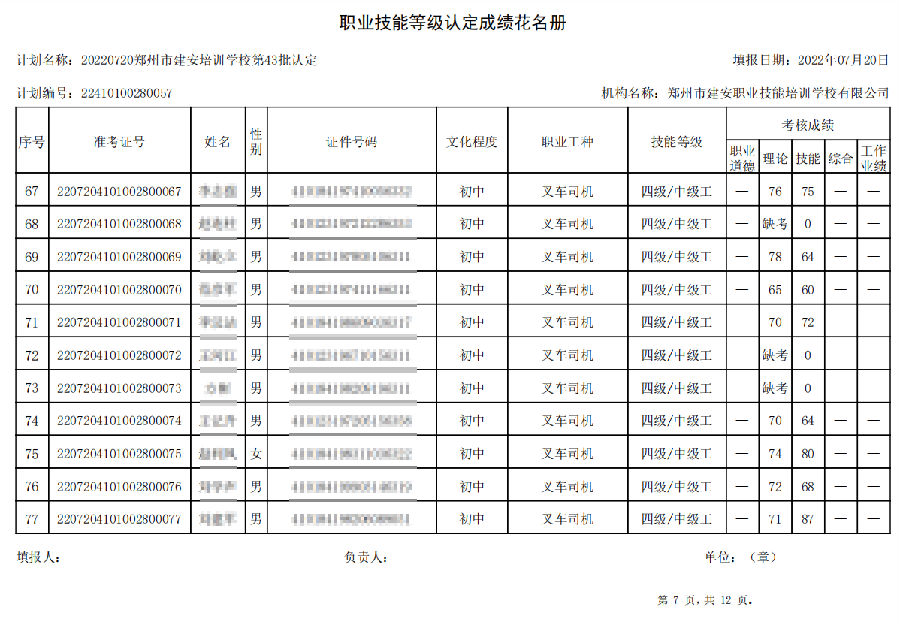 建安职业技能培训学校-第43批职业技能等级认定考试成绩公示（图7）