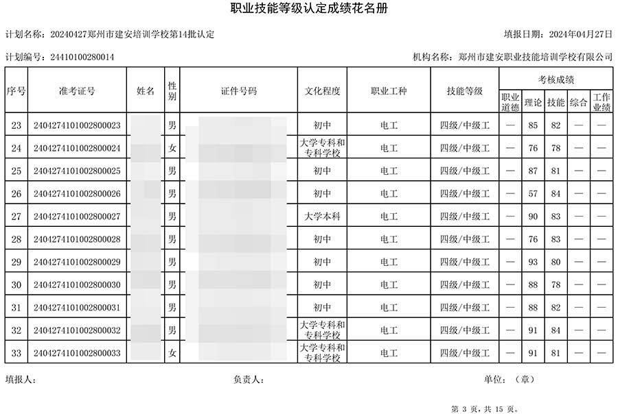 建安职业技能培训学校-第14批职业技能等级认定考试成绩公示（图3）