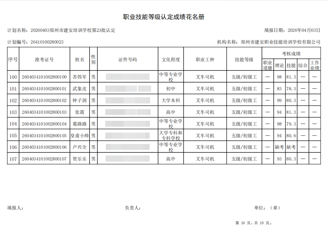 建安职业技能培训学校-2026年第23批职业技能等级认定考试成绩公示(图10)