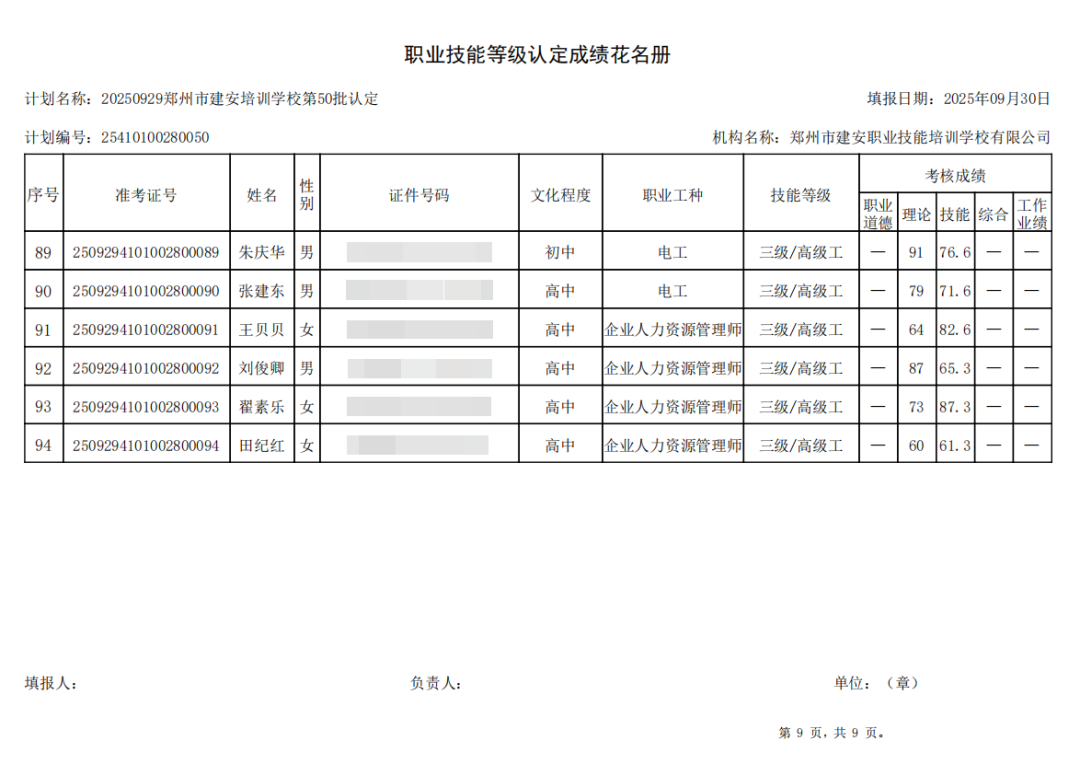 建安职业技能培训学校-2025年第50批职业技能等级认定考试成绩公示(图9)