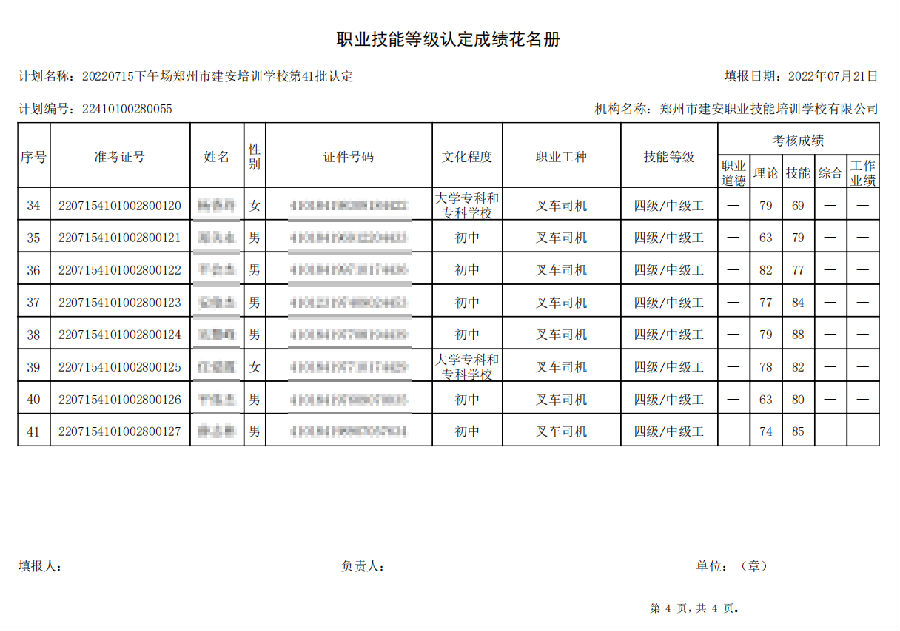 建安职业技能培训学校-第41批职业技能等级认定考试成绩公示（图4）