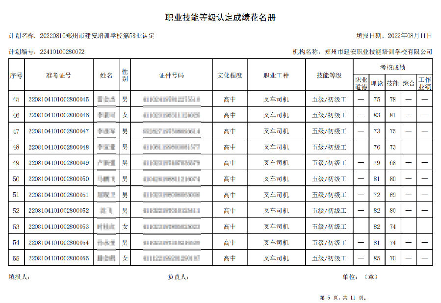 建安职业技能培训学校-第58批职业技能等级认定考试成绩公示（图5）