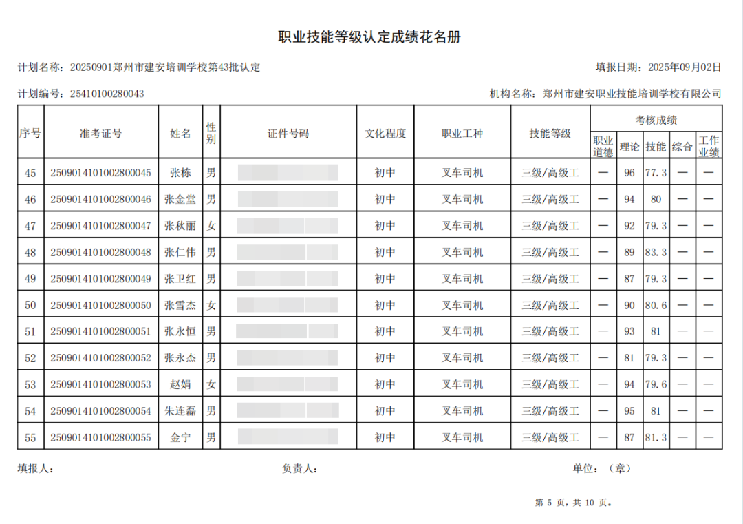 建安职业技能培训学校-2025年第43批职业技能等级认定考试成绩公示（图5）