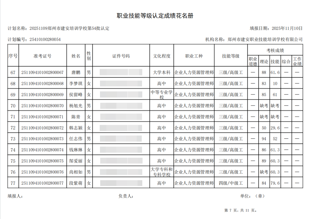 建安职业技能培训学校-2025年第54批职业技能等级认定考试成绩公示（图7）