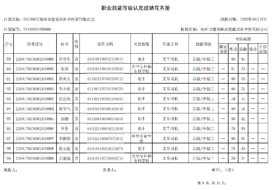 建安职业技能培训学æ ?ç¬?2批职业技能等级认定考试成绩公示 建安职业技能培训学校-第73批职业技能等级认定考试成绩公示(图9)