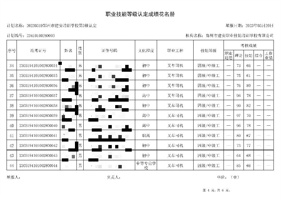 通知：建安职业技能培训学校-第3批职业技能等级认定考试成绩公示（图4）