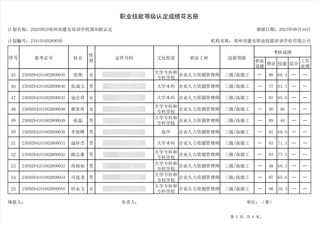 建安职业技能培训学校-2025年第50批职业技能等级认定考试成绩公示(图5)