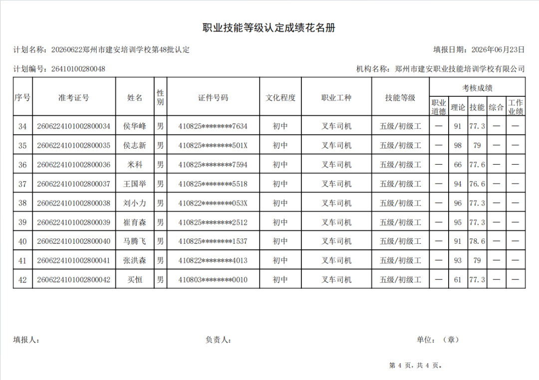 建安职业技能培训学校-2026年第48批职业技能等级认定考试成绩公示(图4)
