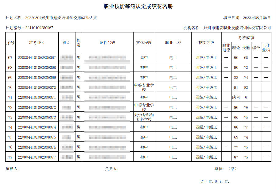建安职业技能培训学校-第53批职业技能等级认定考试成绩公示（图7）
