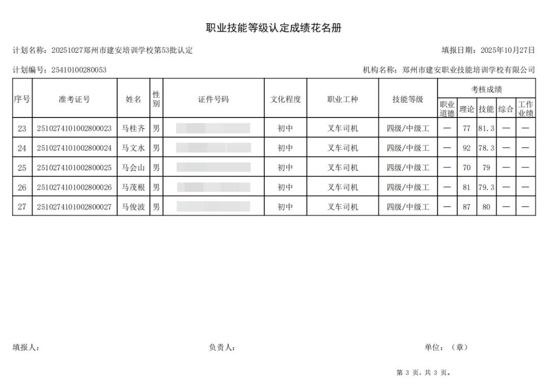 建安职业技能培训学校-2025年第53批职业技能等级认定考试成绩公示(图3)