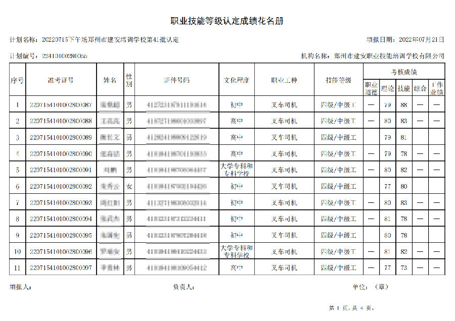 建安职业技能培训学校-第41批职业技能等级认定考试成绩公示（图1）