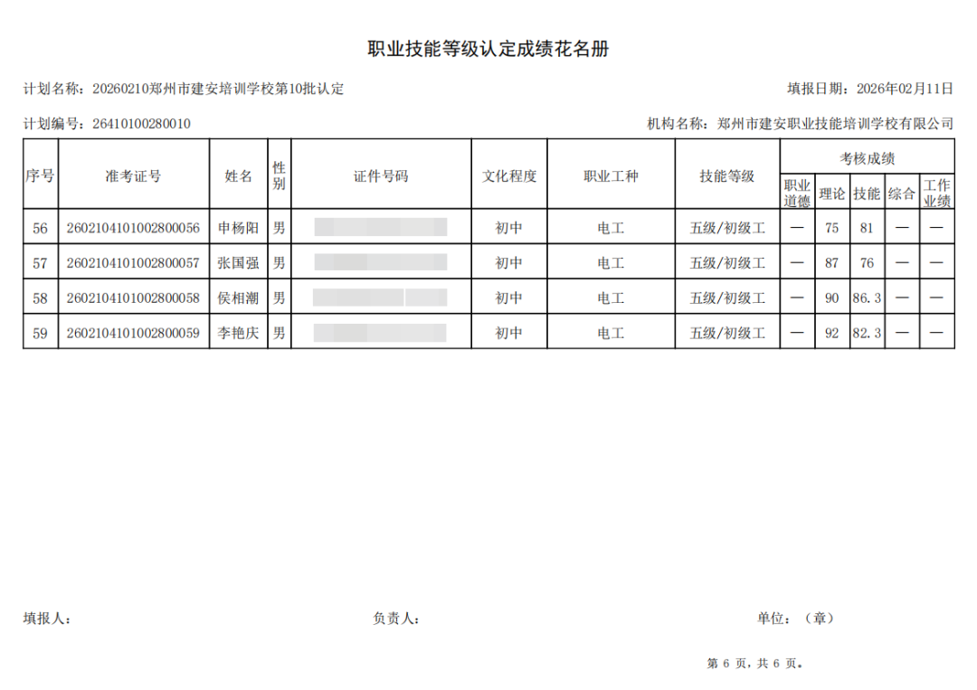 建安职业技能培训学校-2026年第10批职业技能等级认定考试成绩公示（图6）
