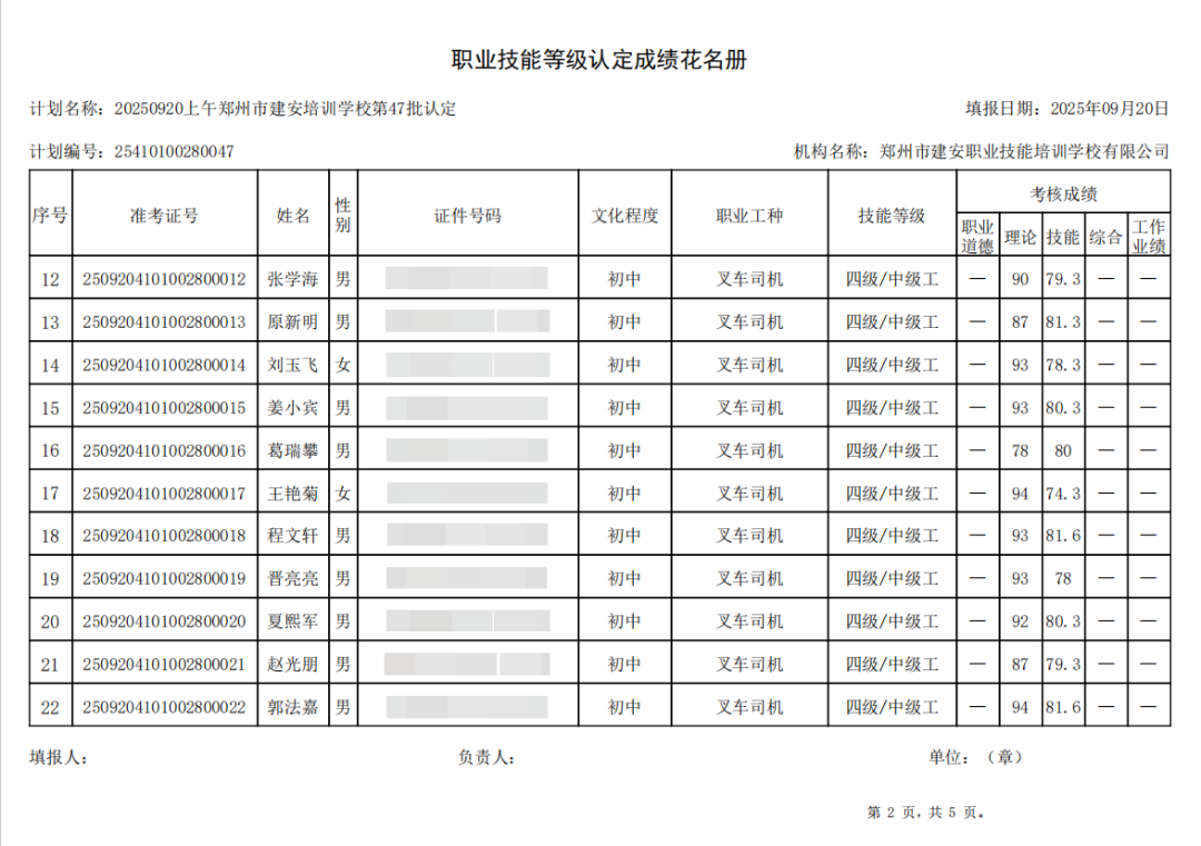 建安职业技能培训学校-2025年第47批职业技能等级认定考试成绩公示（图2）
