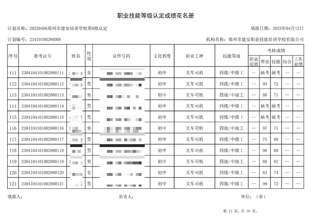 通知：建安职业技能培训学校-第8批职业技能等级认定考试成绩公示（图11）