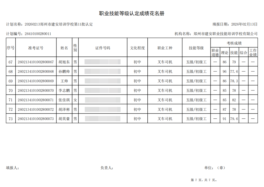 建安职业技能培训学校-2026年第11批职业技能等级认定考试成绩公示（图7）
