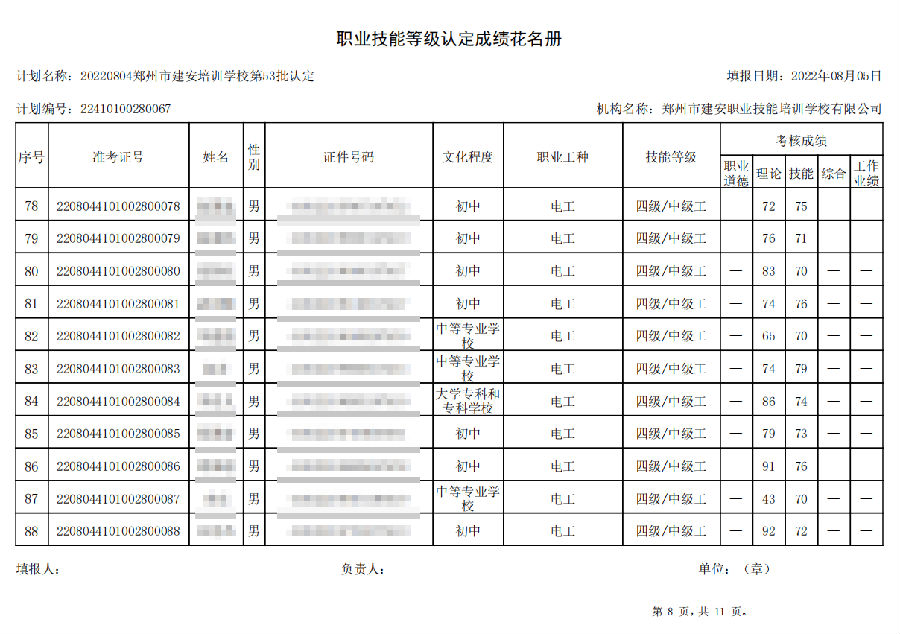 建安职业技能培训学校-第53批职业技能等级认定考试成绩公示（图8）